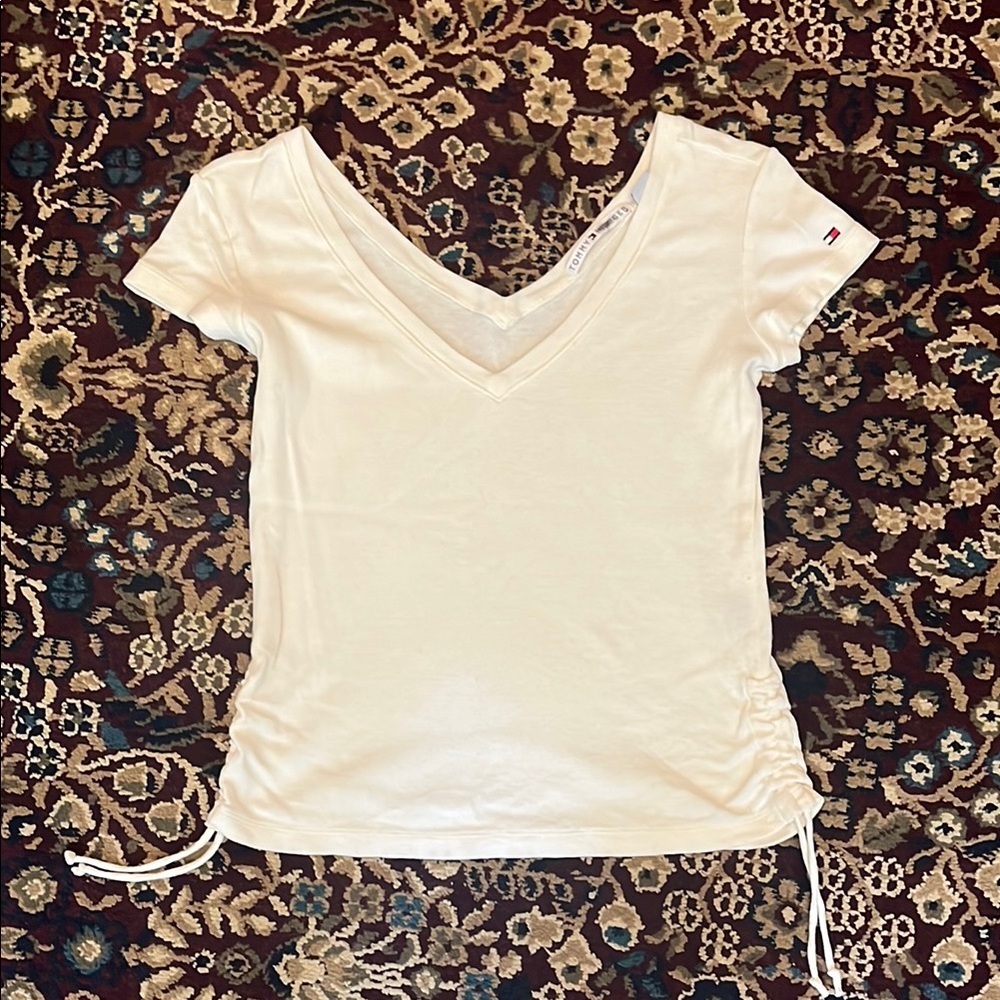 Tommy Hilfiger Cream V-Neck Women's Top
